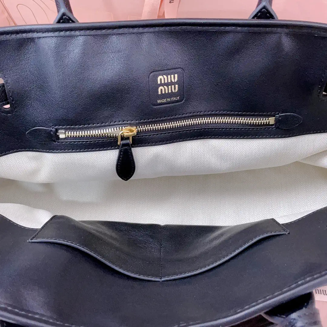 MiuMiu 5BG310 Aventure nappa leather Large bag Black