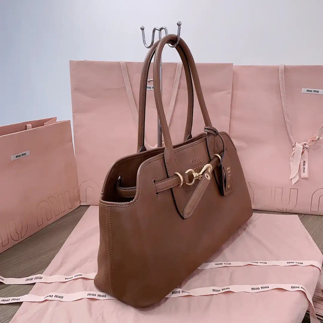 MiuMiu 5BG310 Aventure nappa leather bag Brown