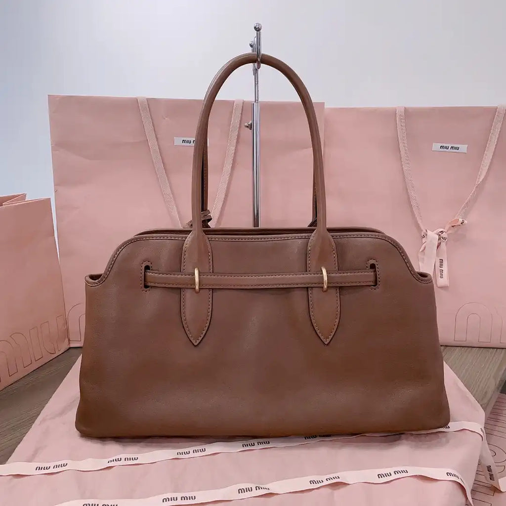 MiuMiu 5BG310 Aventure nappa leather bag Brown
