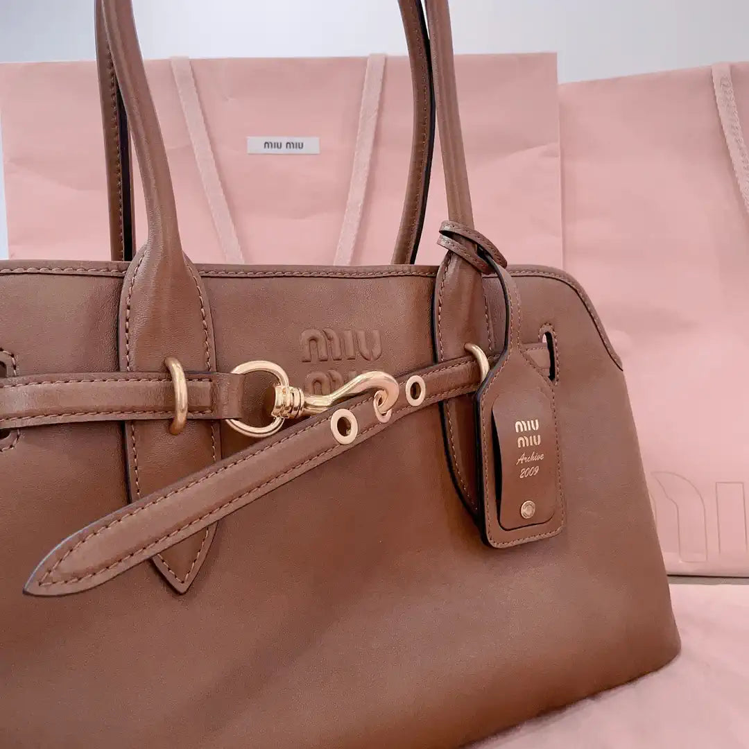 MiuMiu 5BG310 Aventure nappa leather bag Brown