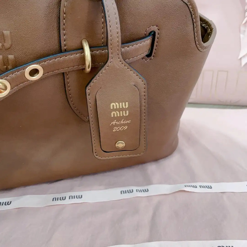 MiuMiu 5BG310 Aventure nappa leather bag Brown