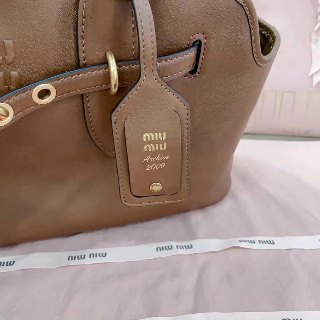 MiuMiu 5BG310 Aventure nappa leather bag Brown