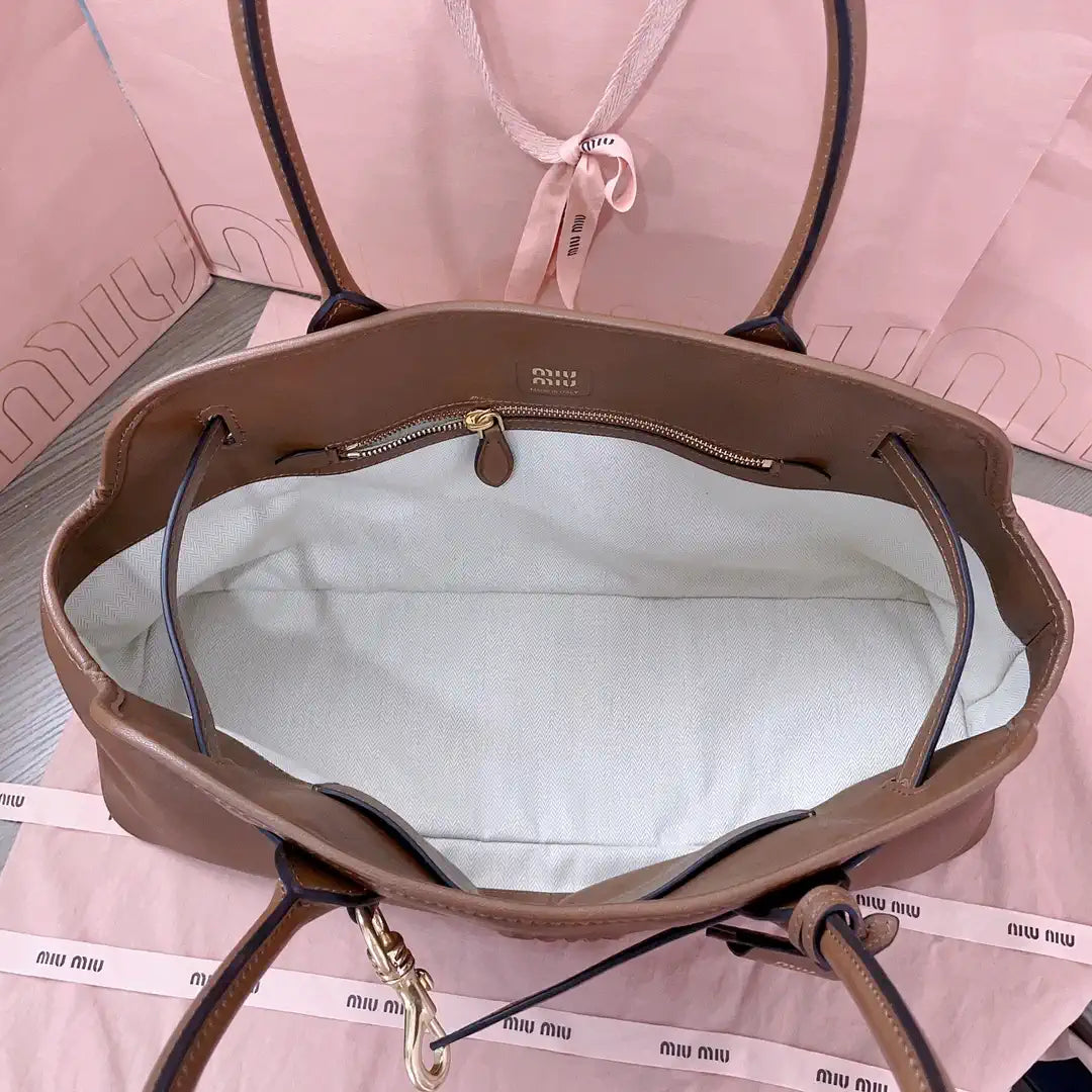 MiuMiu 5BG310 Aventure nappa leather bag Brown