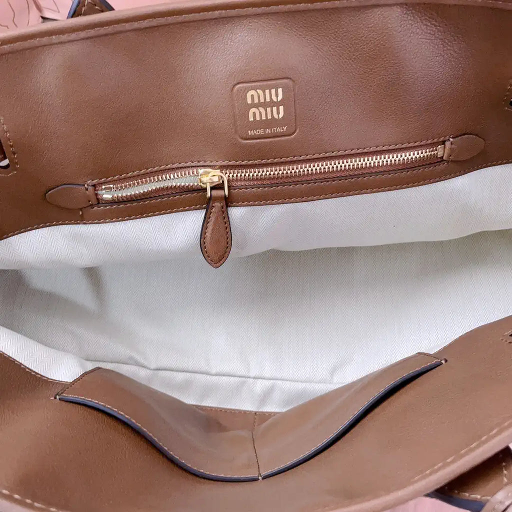 MiuMiu 5BG310 Aventure nappa leather bag Brown
