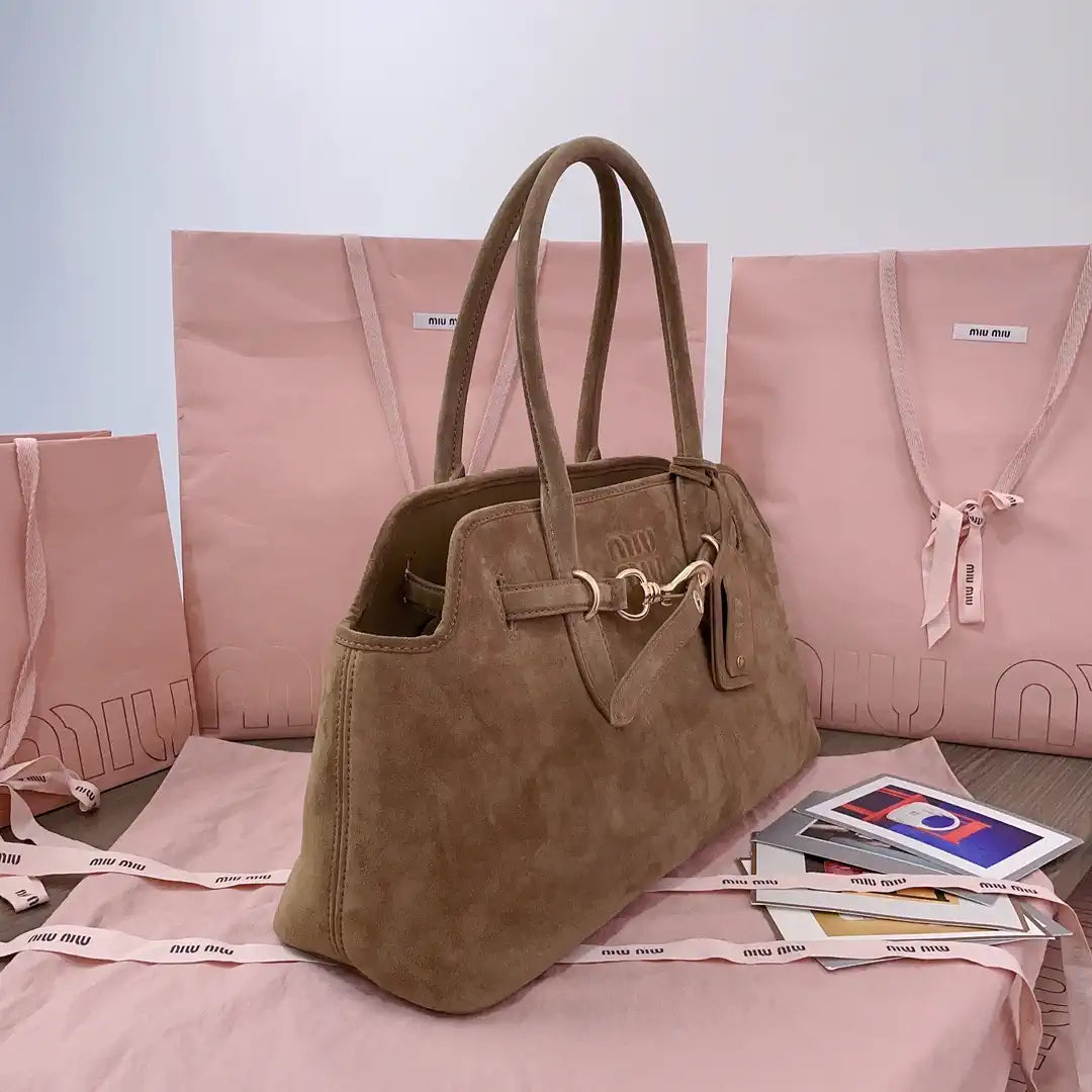 MiuMiu 5BG310 Aventure Suede leather bag Brown