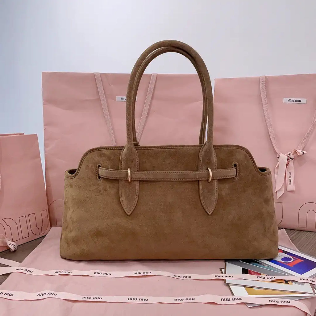 MiuMiu 5BG310 Aventure Suede leather bag Brown