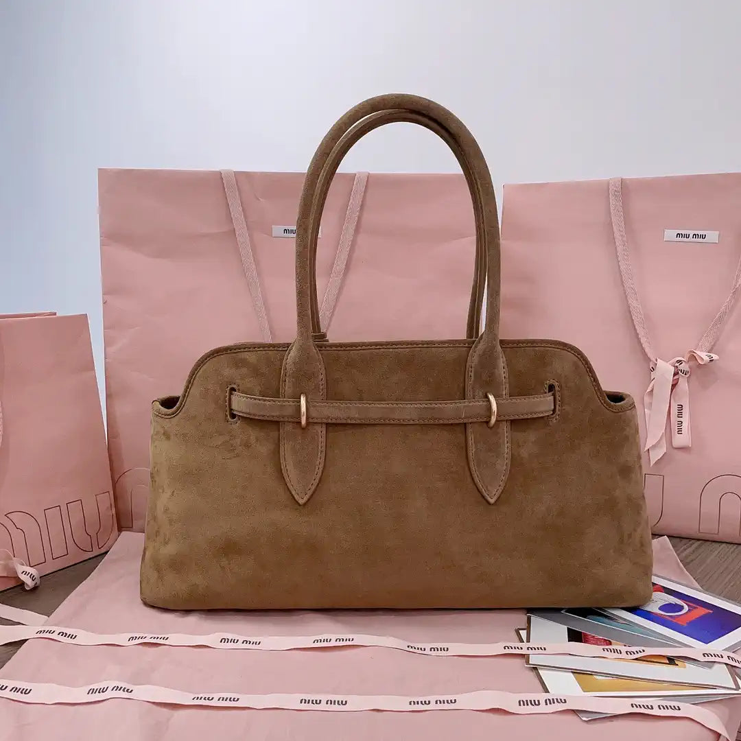MiuMiu 5BG310 Aventure Suede leather bag Brown