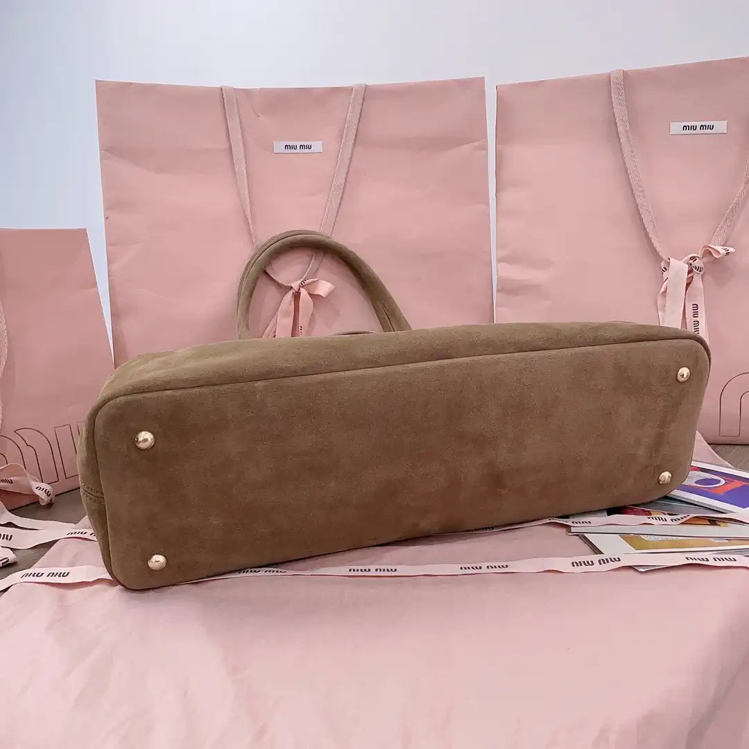 MiuMiu 5BG310 Aventure Suede leather bag Brown