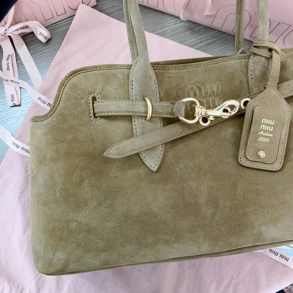 MiuMiu 5BG310 Aventure Suede leather bag Brown