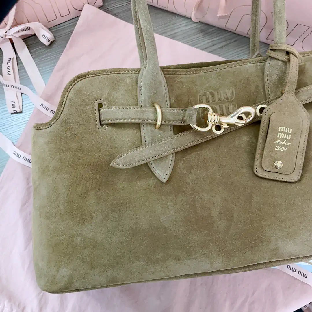 MiuMiu 5BG310 Aventure Suede leather bag Brown