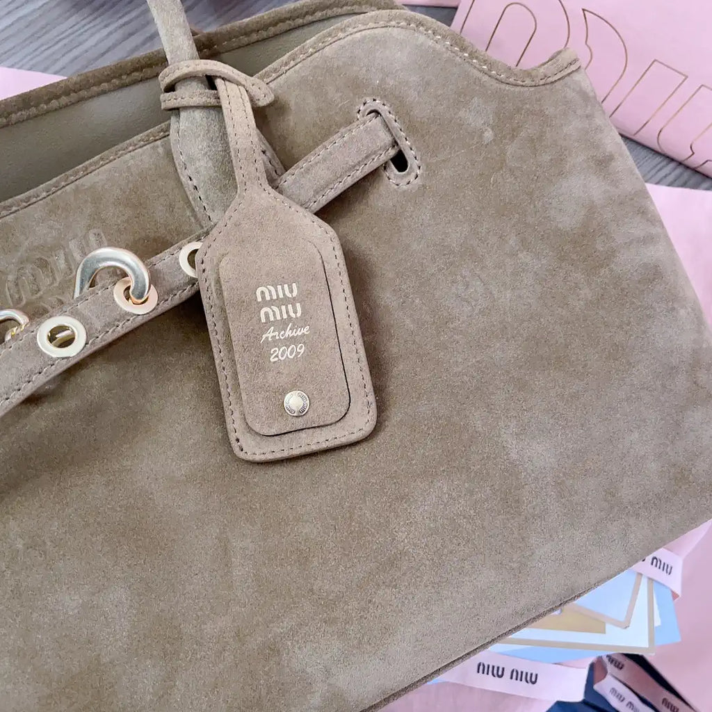 MiuMiu 5BG310 Aventure Suede leather bag Brown