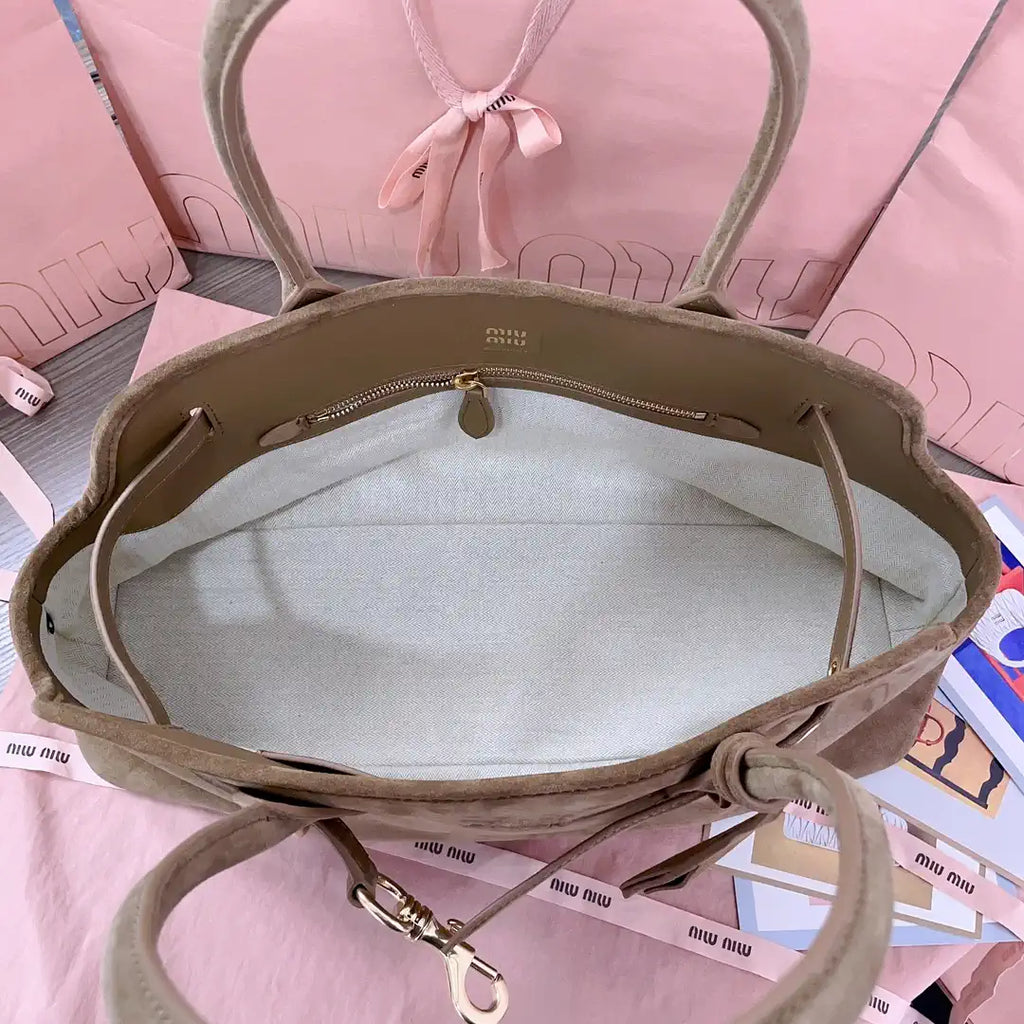 MiuMiu 5BG310 Aventure Suede leather bag Brown