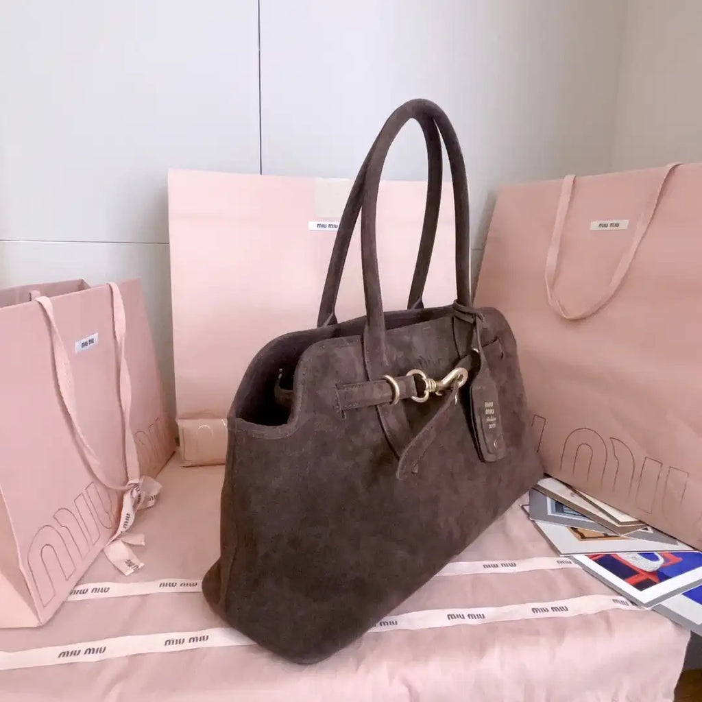MiuMiu 5BG310 Aventure Suede leather bag Dark Brown
