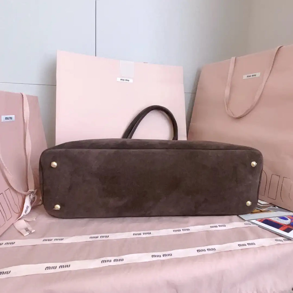 MiuMiu 5BG310 Aventure Suede leather bag Dark Brown