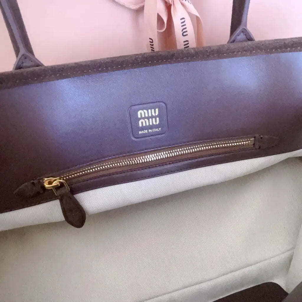 MiuMiu 5BG310 Aventure Suede leather bag Dark Brown