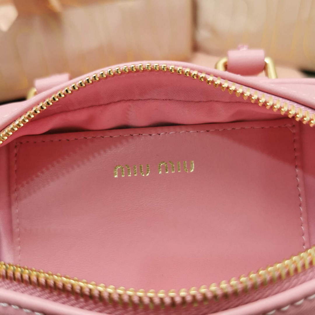MiuMiu 5BP077 Matelass¨¦ nappa leather top-handle mini-bag Alabaster Pink