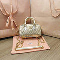 MiuMiu 5BP077 Matelass¨¦ nappa leather top-handle mini-bag Pyrite