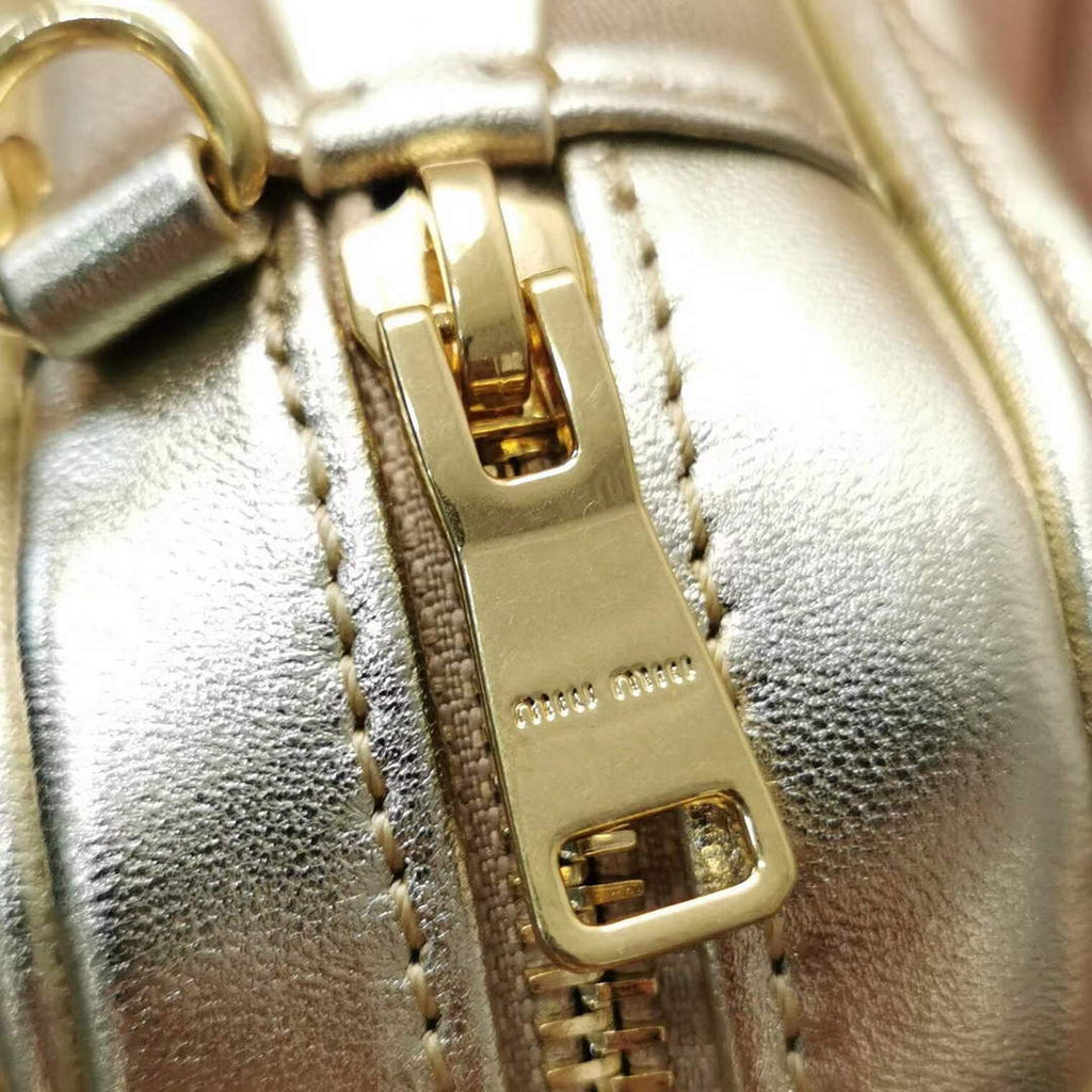 MiuMiu 5BP077 Matelass¨¦ nappa leather top-handle mini-bag Pyrite