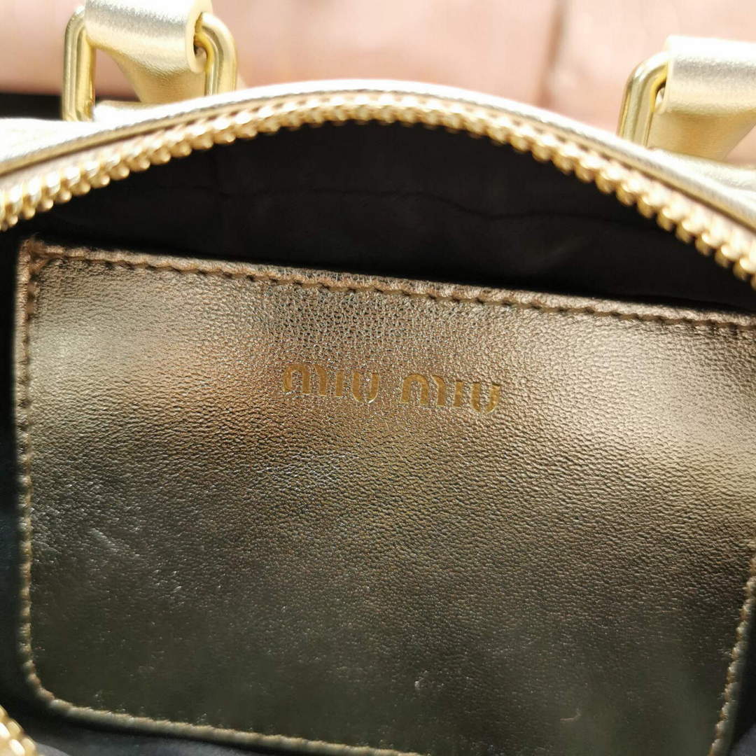 MiuMiu 5BP077 Matelass¨¦ nappa leather top-handle mini-bag Pyrite