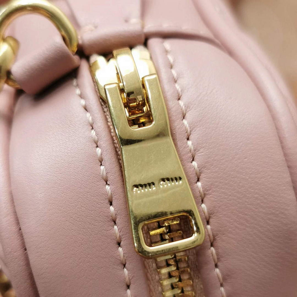 MiuMiu 5BP077 Matelass¨¦ nappa leather top-handle mini-bag light pink