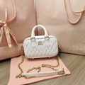 MiuMiu 5BP077 Matelass¨¦ nappa leather top-handle mini-bag White
