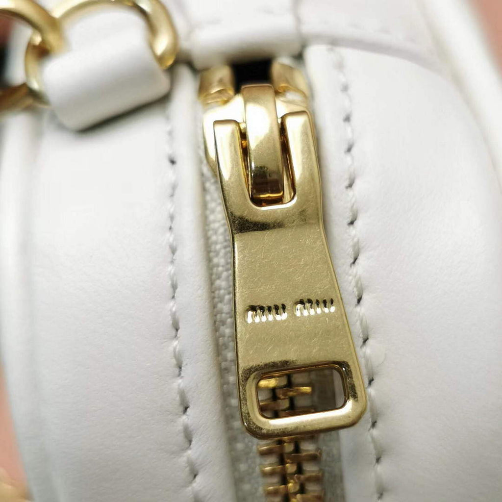 MiuMiu 5BP077 Matelass¨¦ nappa leather top-handle mini-bag White