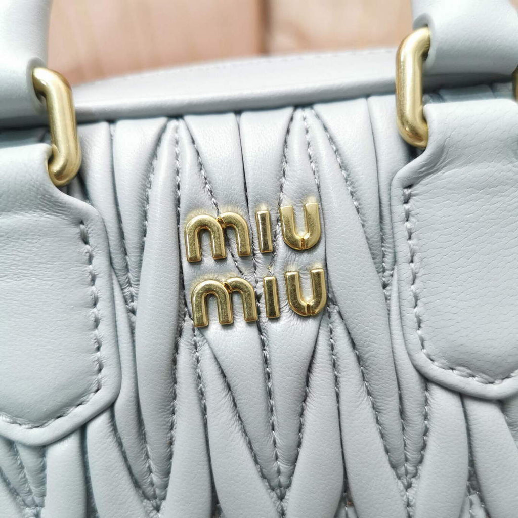 MiuMiu 5BP077 Matelass¨¦ nappa leather top-handle mini-bag Cornflower Blue