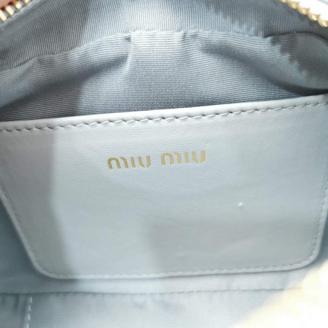MiuMiu 5BP077 Matelass¨¦ nappa leather top-handle mini-bag Cornflower Blue