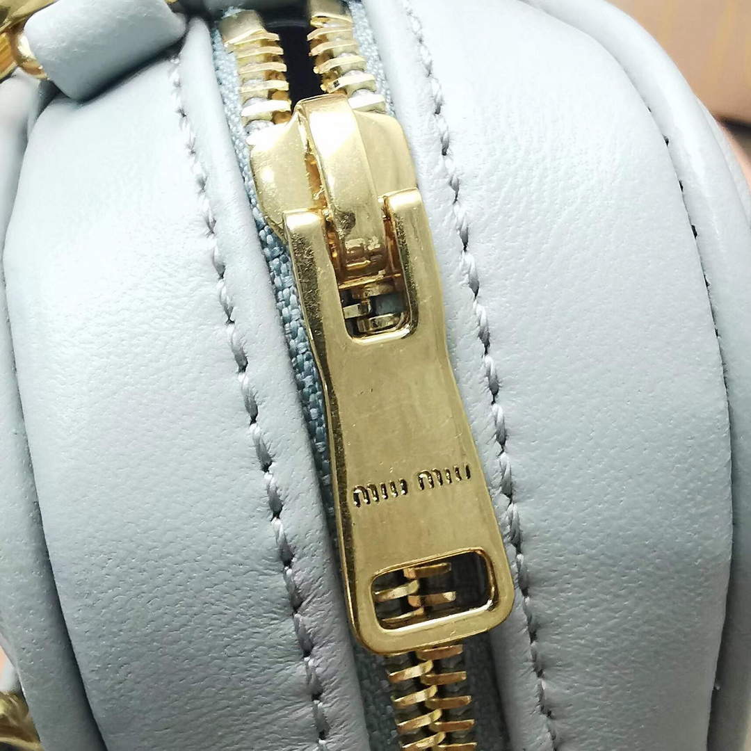 MiuMiu 5BP077 Matelass¨¦ nappa leather top-handle mini-bag Cornflower Blue