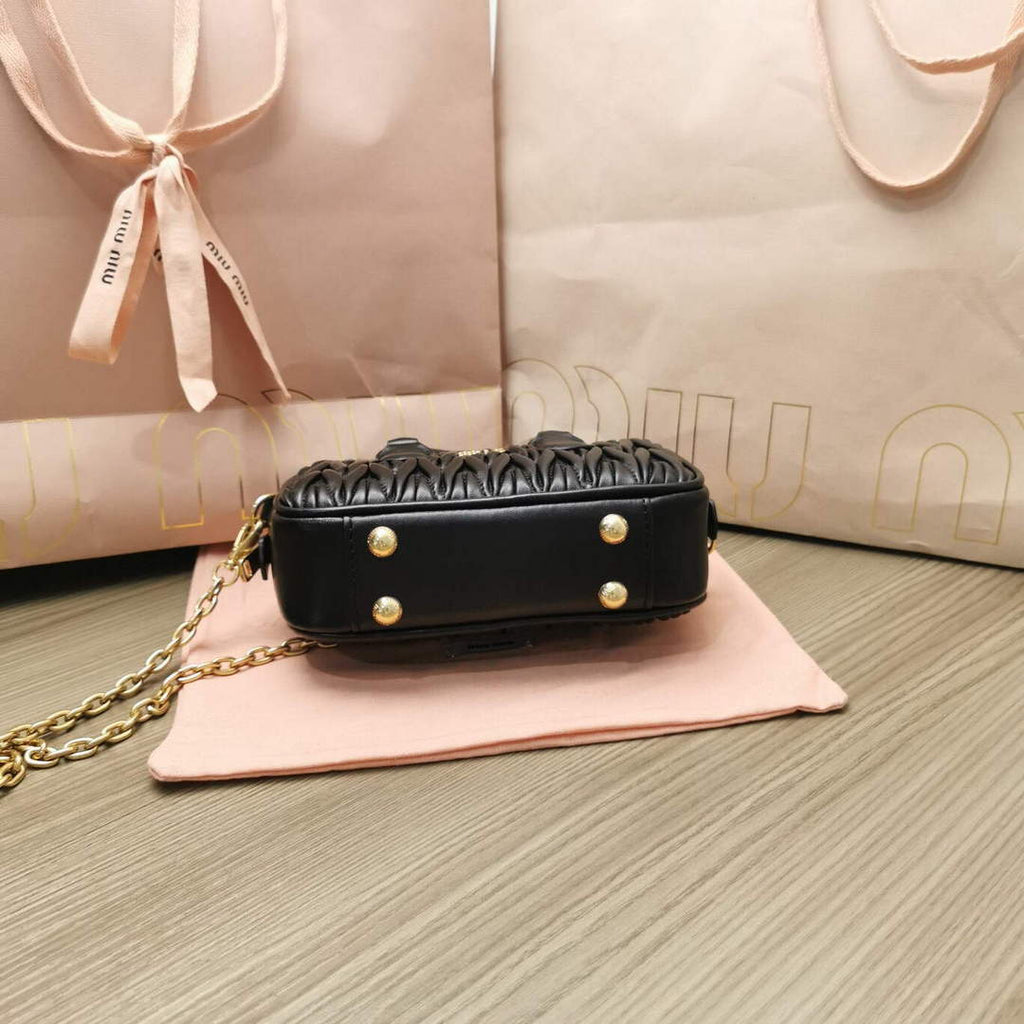 MiuMiu 5BP077 Matelass¨¦ nappa leather top-handle mini-bag Black