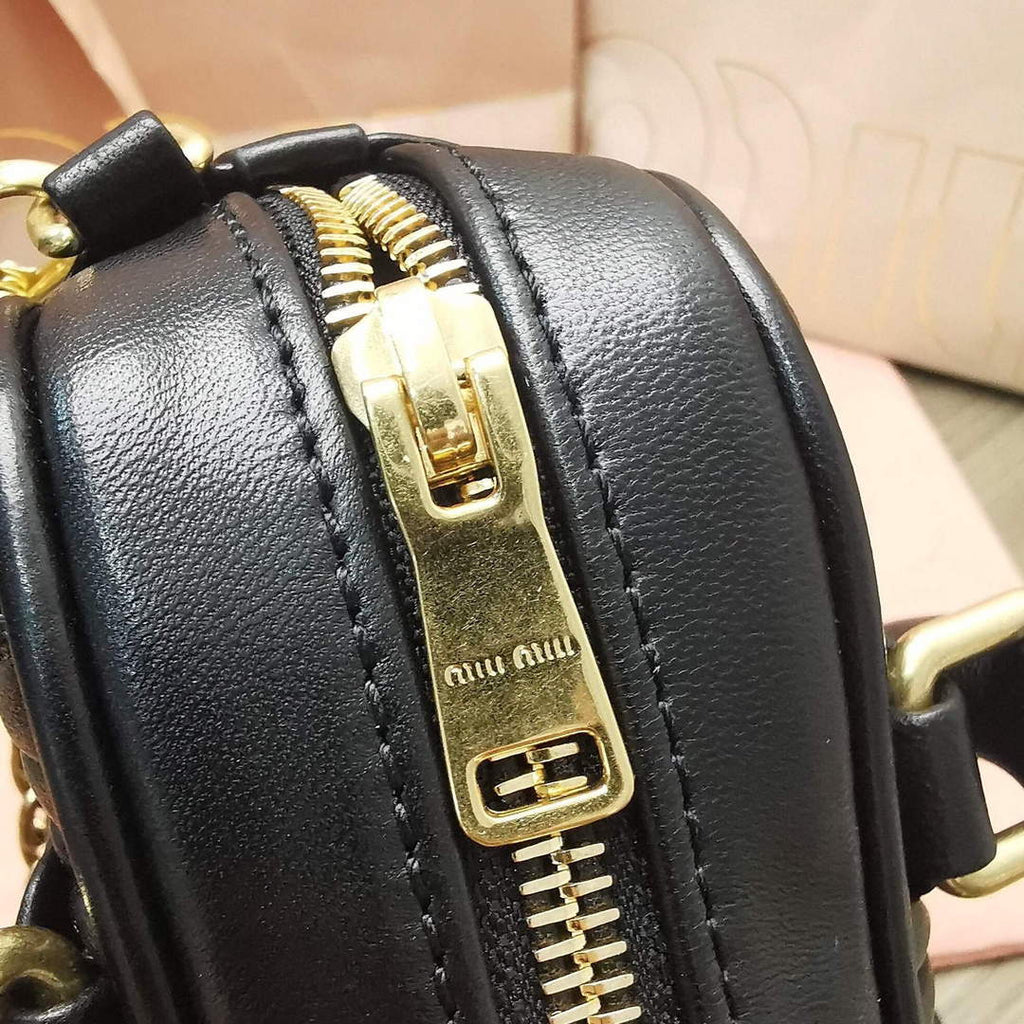 MiuMiu 5BP077 Matelass¨¦ nappa leather top-handle mini-bag Black