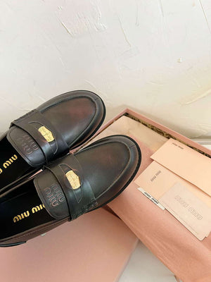 MiuMiu 5D773D Women's Leather loafers Miu8031 - Euro 35=US 4 - View 6