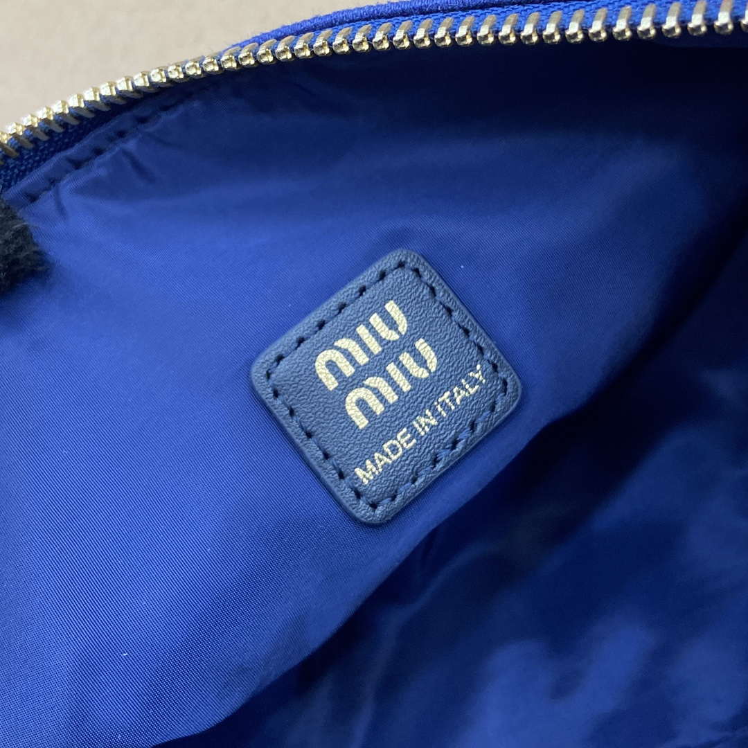 MiuMiu 5NE841 Gabardine Pouch Bag Blue