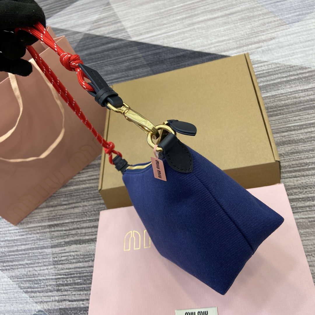 MiuMiu 5NE841 Gabardine Pouch Bag Blue - Default Title - View 3