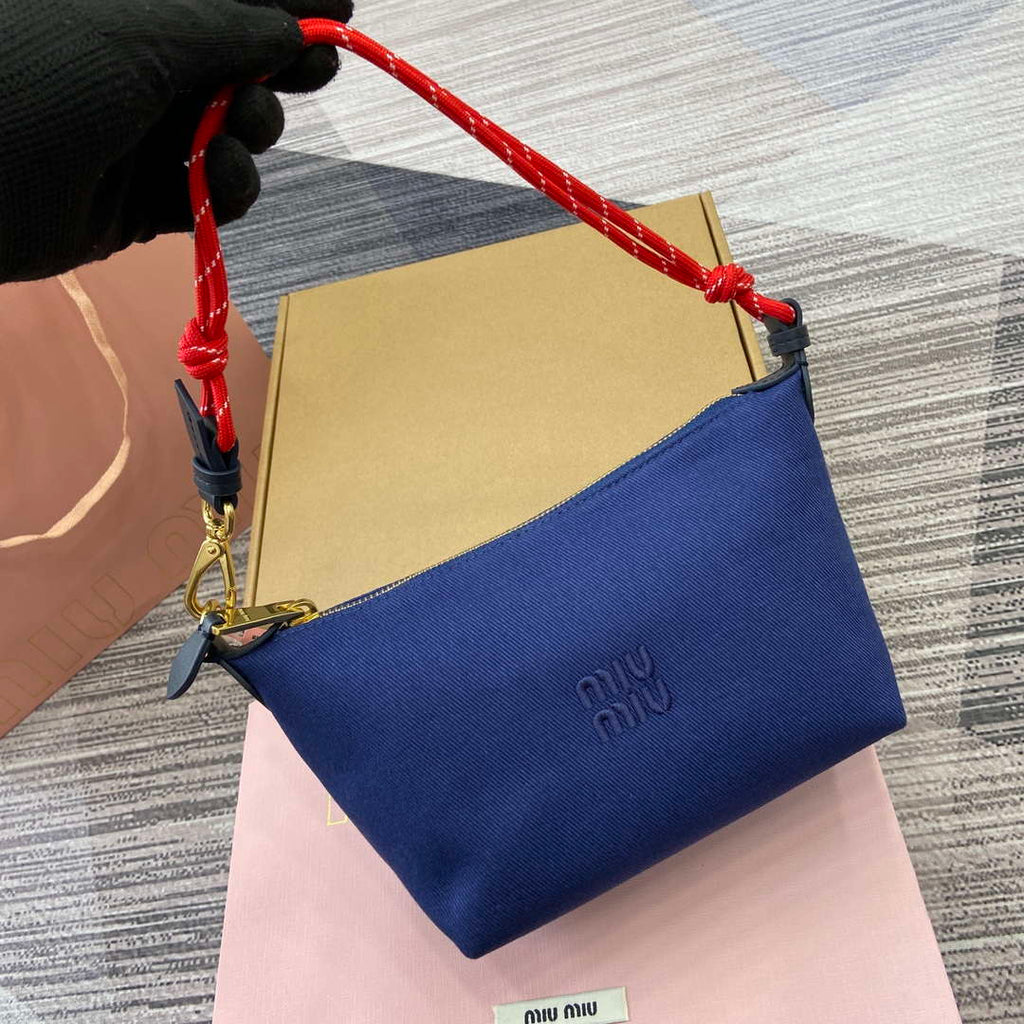 MiuMiu 5NE841 Gabardine Pouch Bag Blue