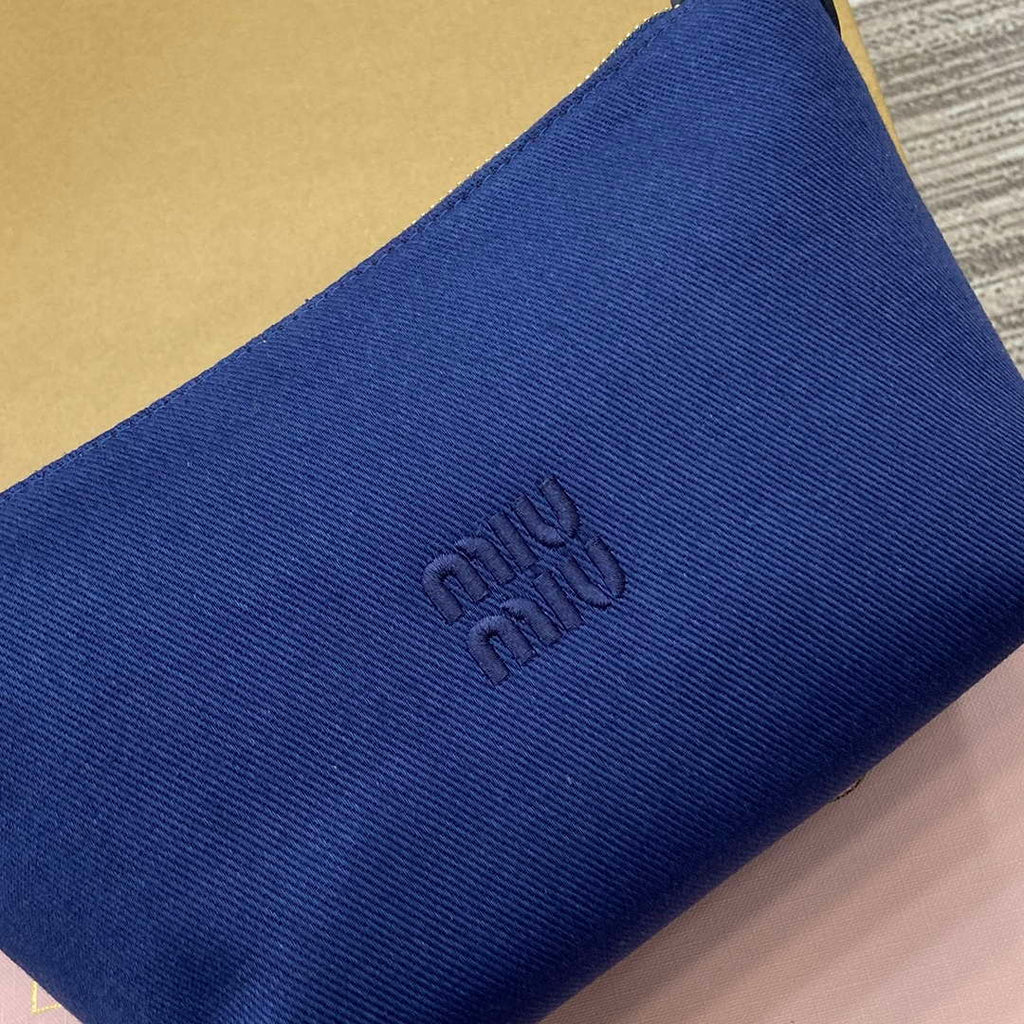 MiuMiu 5NE841 Gabardine Pouch Bag Blue
