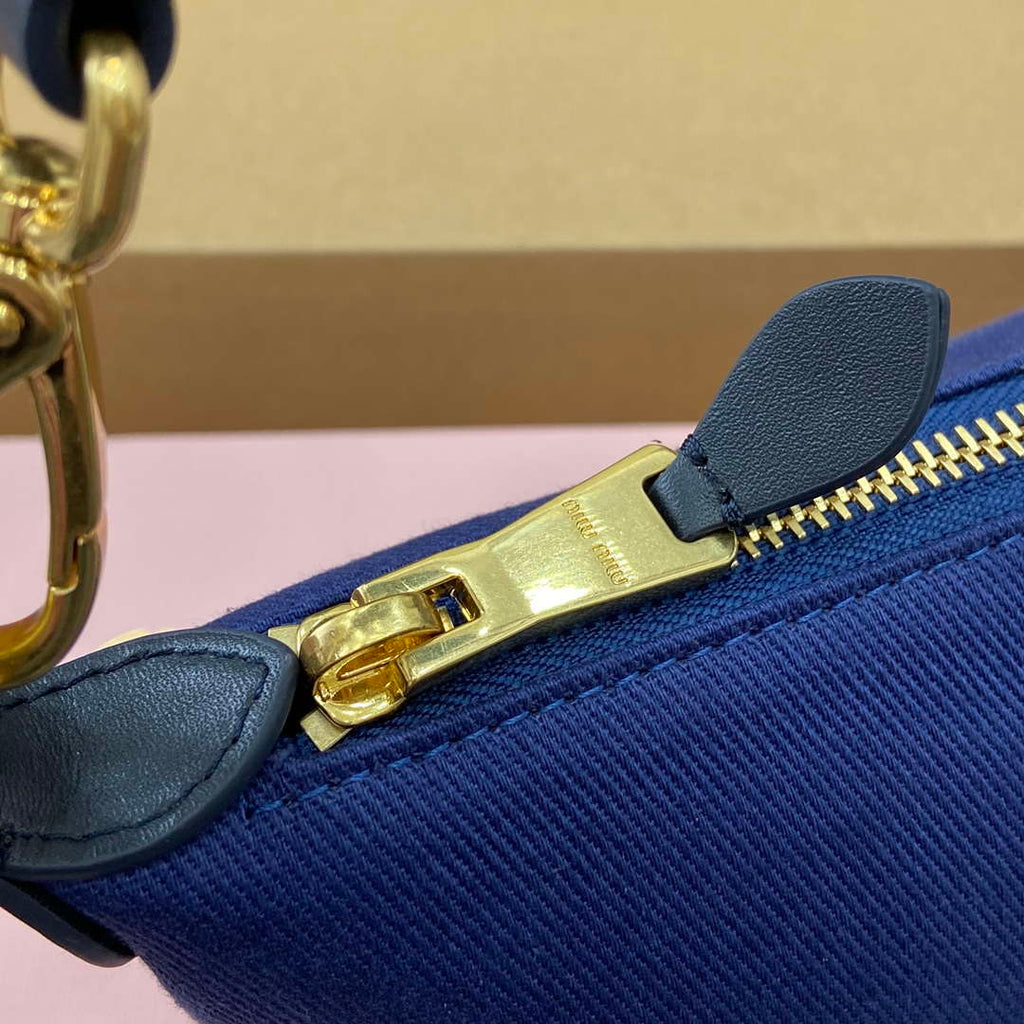 MiuMiu 5NE841 Gabardine Pouch Bag Blue