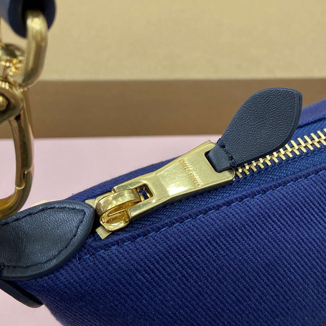 MiuMiu 5NE841 Gabardine Pouch Bag Blue