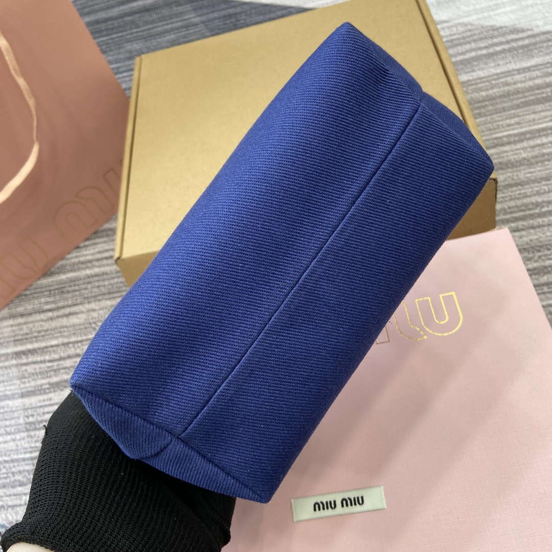 MiuMiu 5NE841 Gabardine Pouch Bag Blue