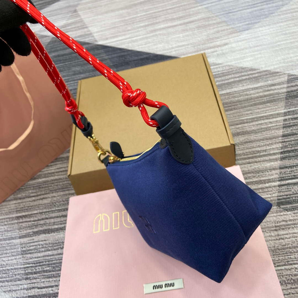 MiuMiu 5NE841 Gabardine Pouch Bag Blue