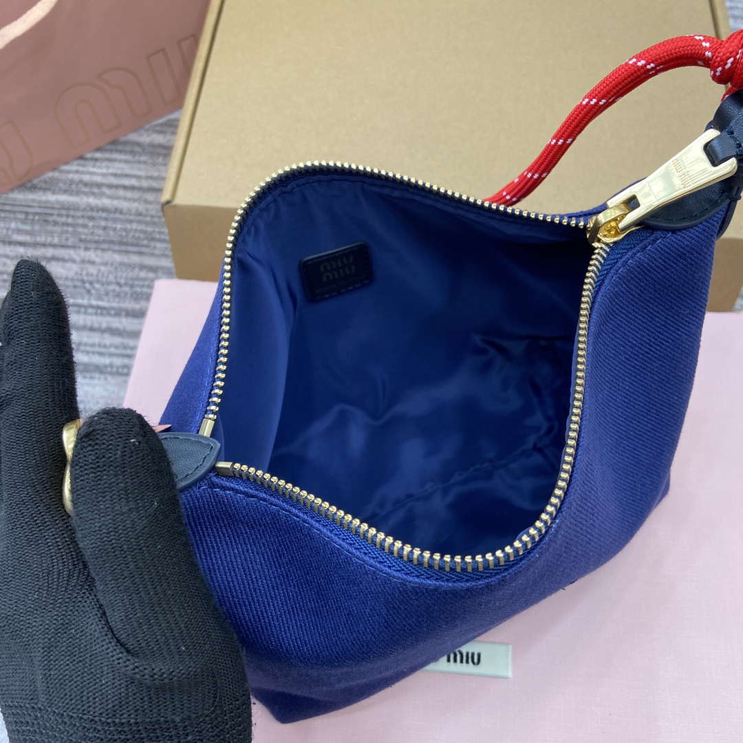 MiuMiu 5NE841 Gabardine Pouch Bag Blue