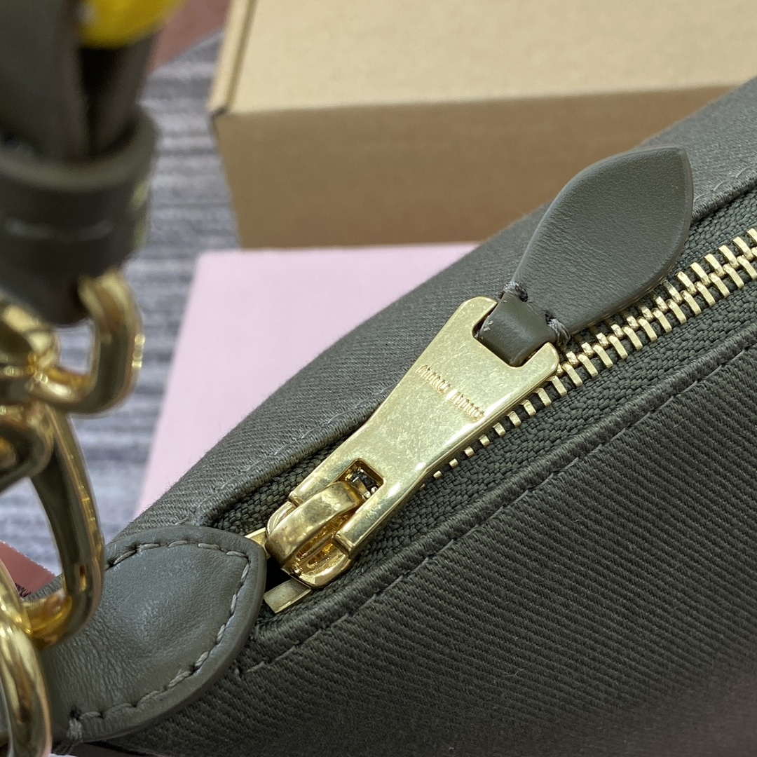 MiuMiu 5NE841 Gabardine Pouch Bag Olive Green/Yellow
