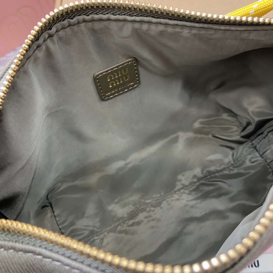 MiuMiu 5NE841 Gabardine Pouch Bag Olive Green/Yellow