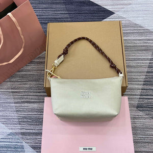 MiuMiu 5NE841 Gabardine Pouch Bag Plaster White/Chalk White - Default Title - View 1