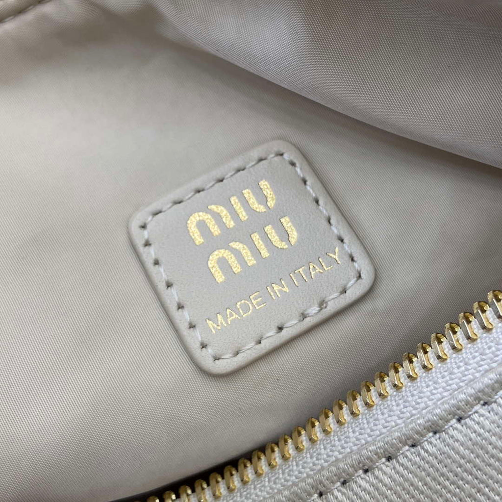MiuMiu 5NE841 Gabardine Pouch Bag Plaster White/Chalk White