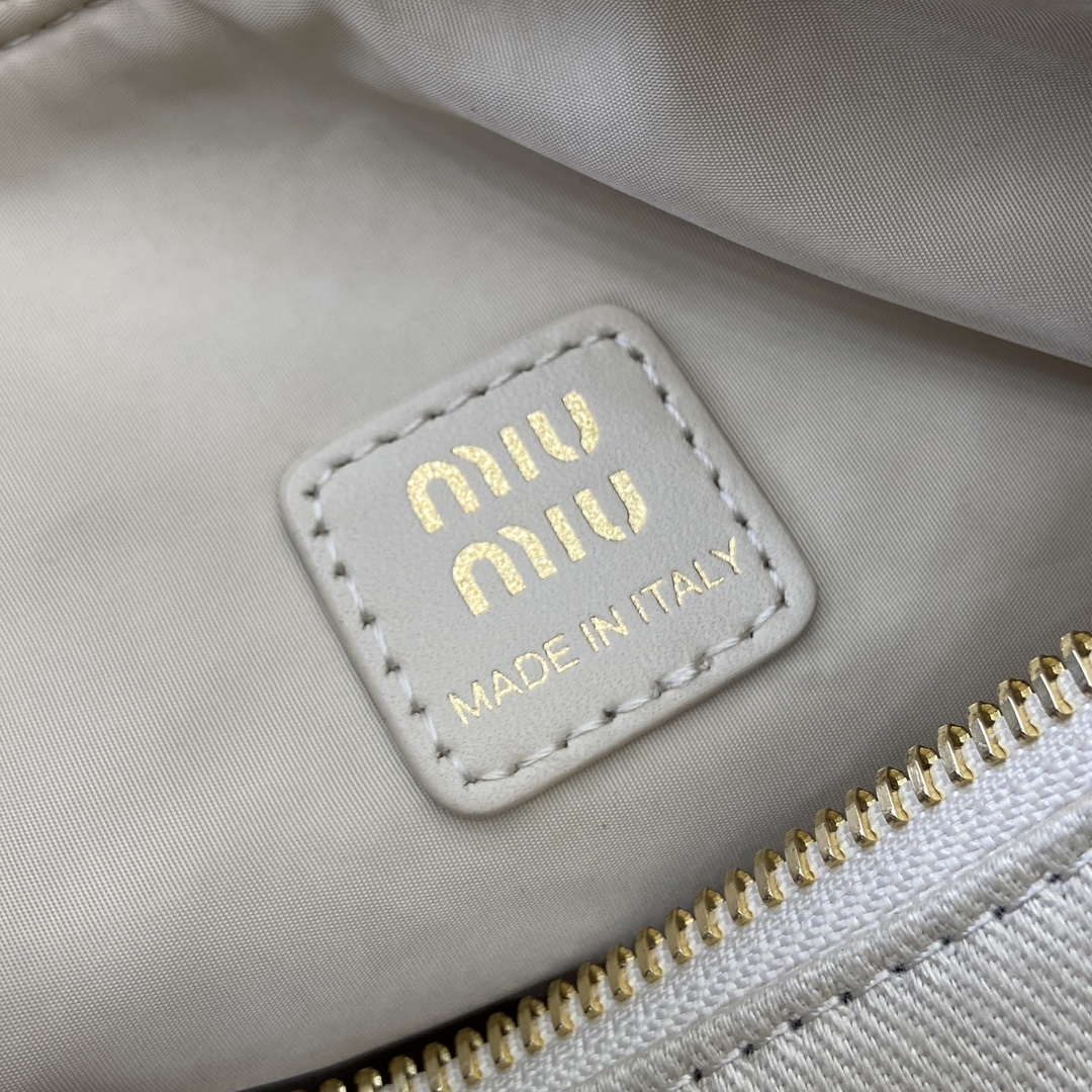 MiuMiu 5NE841 Gabardine Pouch Bag Plaster White/Chalk White