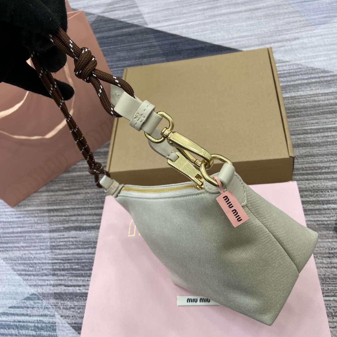 MiuMiu 5NE841 Gabardine Pouch Bag Plaster White/Chalk White