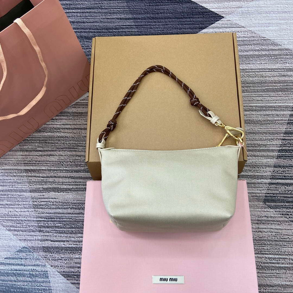 MiuMiu 5NE841 Gabardine Pouch Bag Plaster White/Chalk White