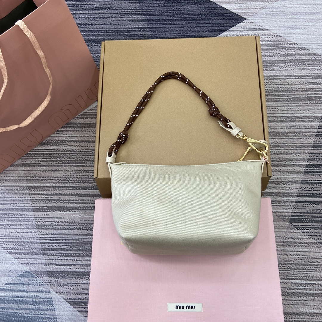 MiuMiu 5NE841 Gabardine Pouch Bag Plaster White/Chalk White