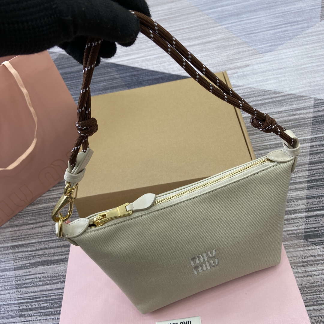 MiuMiu 5NE841 Gabardine Pouch Bag Plaster White/Chalk White